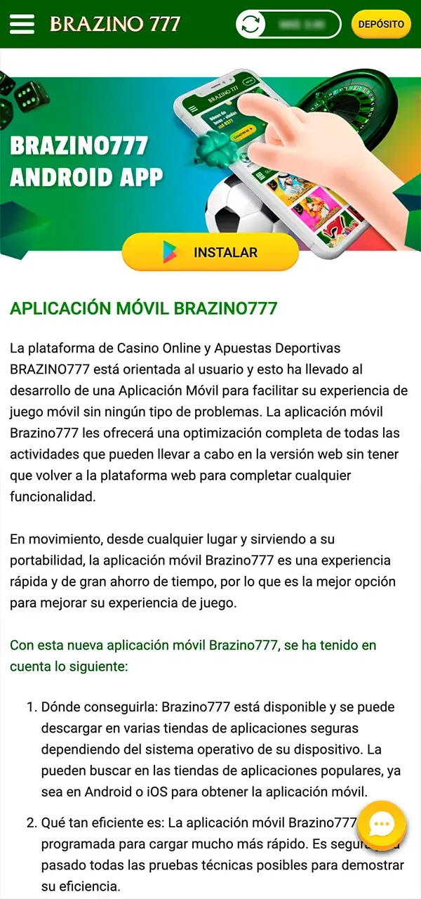 Descarga el instalador especial de la aplicación Brazino777.