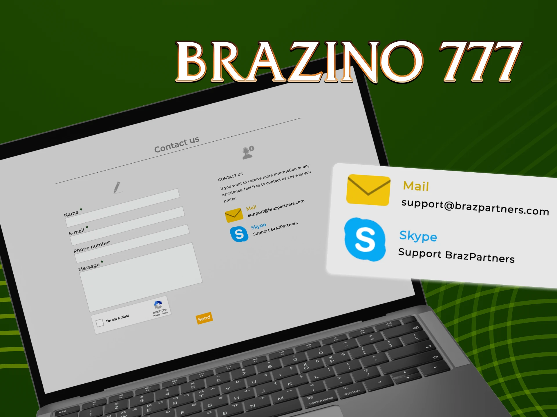 Envíenos un correo electrónico para obtener más información sobre el programa de afiliados Brazino777.